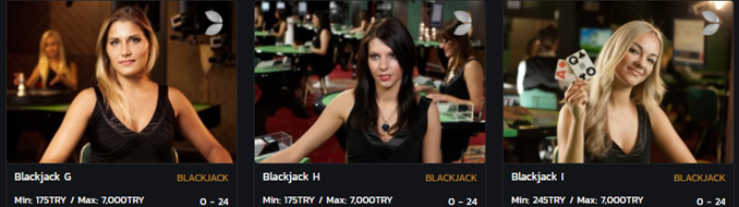 Canlı Blackjack oyunları